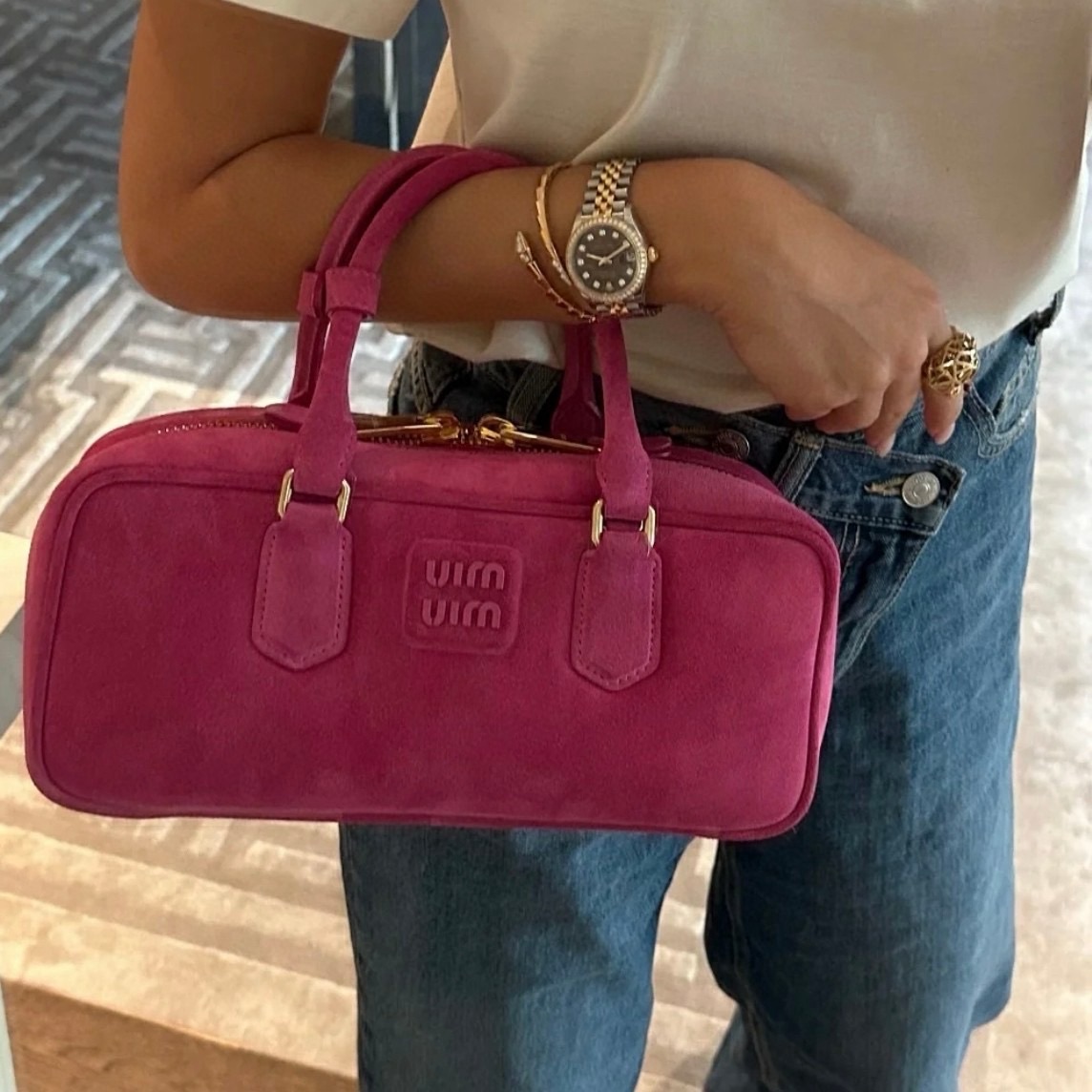 Miumiu Arcadi 미우미우 아르카디 스웨이드 토트백