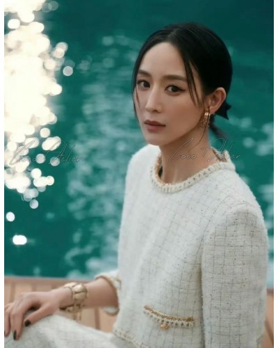 CHANEL 샤넬 25cc 화이트 트위드 자켓