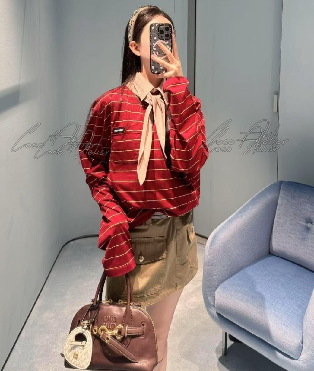 Miumiu 미우미우 스트라이프 오버 긴팔티