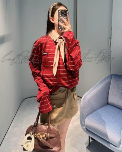 Miumiu 미우미우 스트라이프 오버 긴팔티
