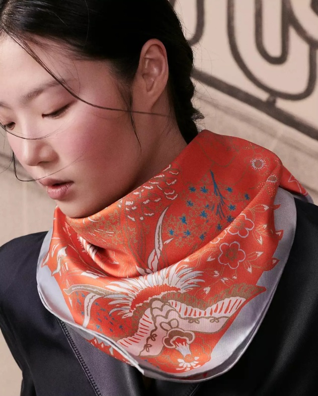 [HERMES] Mille Feuilles de Soie 더블 페이스 스카프 90