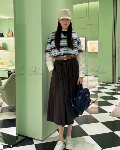 PRADA 프라다 리나일론 롱 스커트
