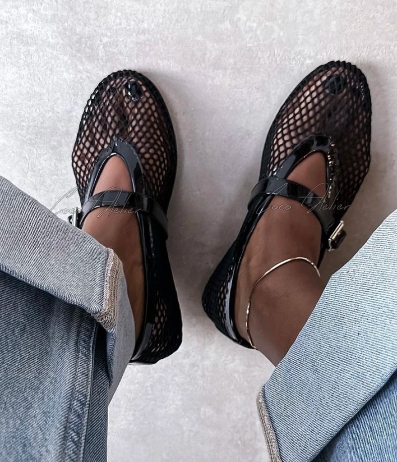 Alaia 알라이아 메쉬 발레리나 플랫