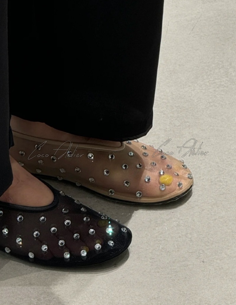 Khait 케이트MARCY 라인스톤 메쉬 플랫슈즈