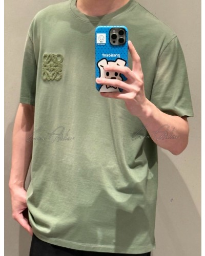 Loewe 로에베 타월 자수 그레이-그린 워싱 빈티지 반팔 티셔츠 (남녀공용) +2color