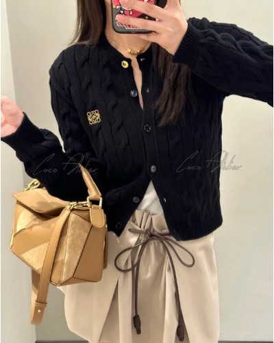 LOEWE 로에베 애너그램 꽈배기 가디건