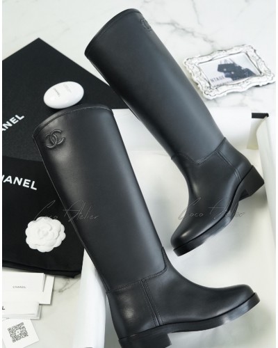 CHANEL 샤넬 cc 로고 롱 부츠