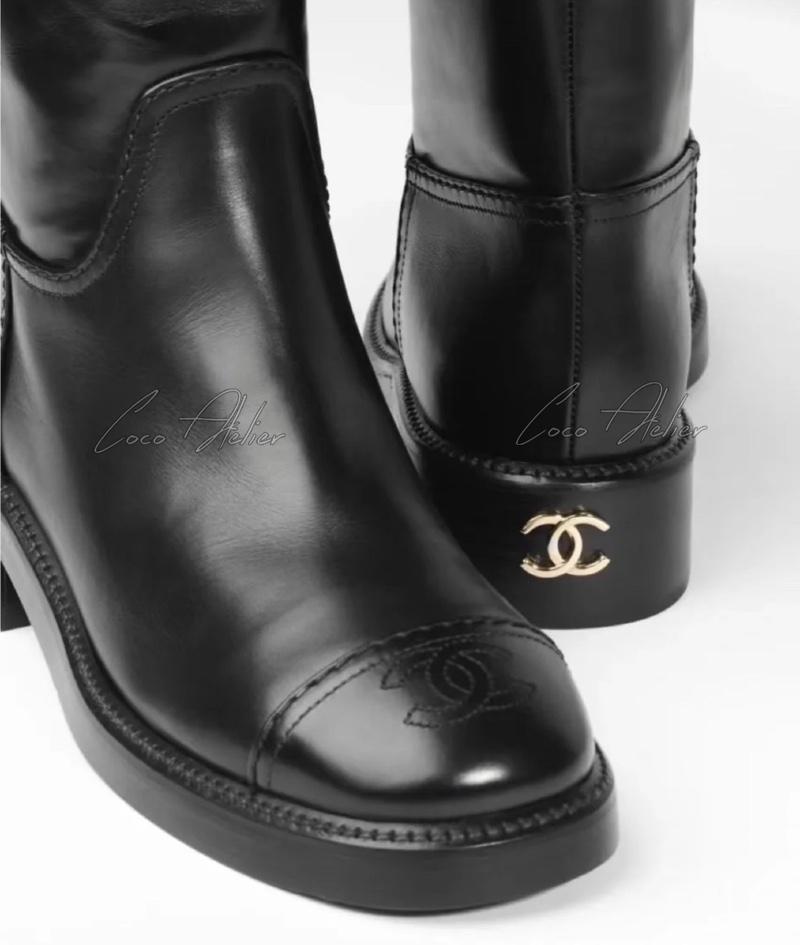 CHANEL 샤넬 cc 로고 롱 부츠