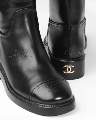 CHANEL 샤넬 cc 로고 롱 부츠