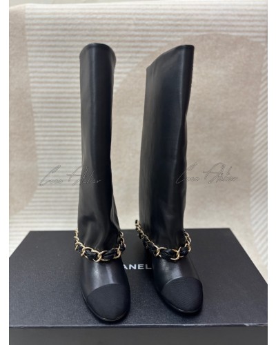 CHANEL 샤넬 CC로고 체인 롱 부츠 (+Handmade)
