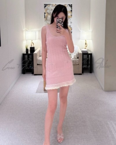 CHANEL 샤넬 제니 캐시미어 민소매 원피스