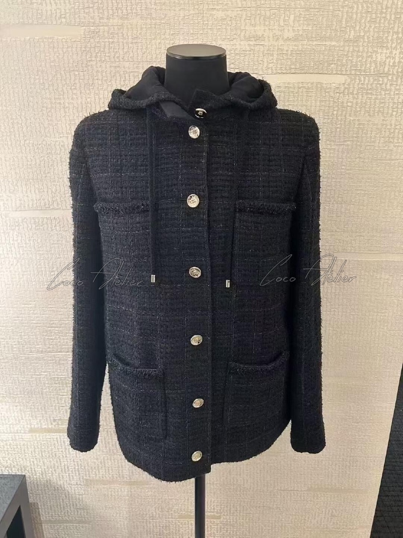 CHANEL 샤넬 후드 트위드 자켓