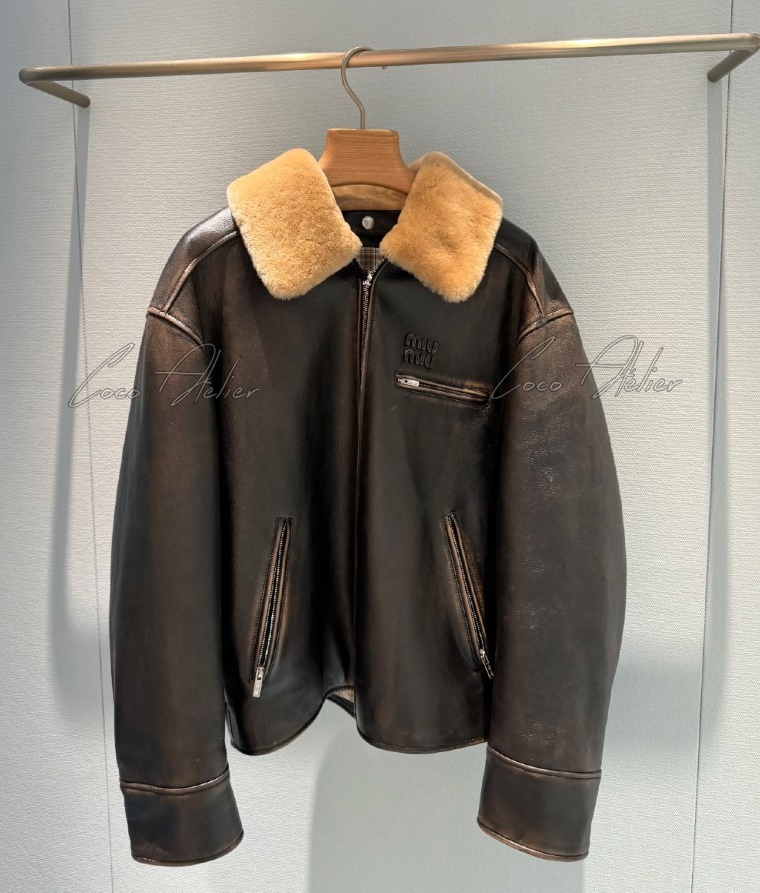 Miumiu 미우미우 퍼 가죽 자켓