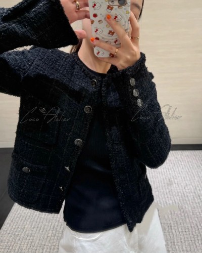 CHANEL 샤넬 블랙 트위드 코트