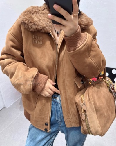 Miumiu 미우미우 스웨이드 숄카라 퍼 자켓 (+3color)