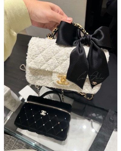 CHANEL 샤넬 트위드 탑 핸들백