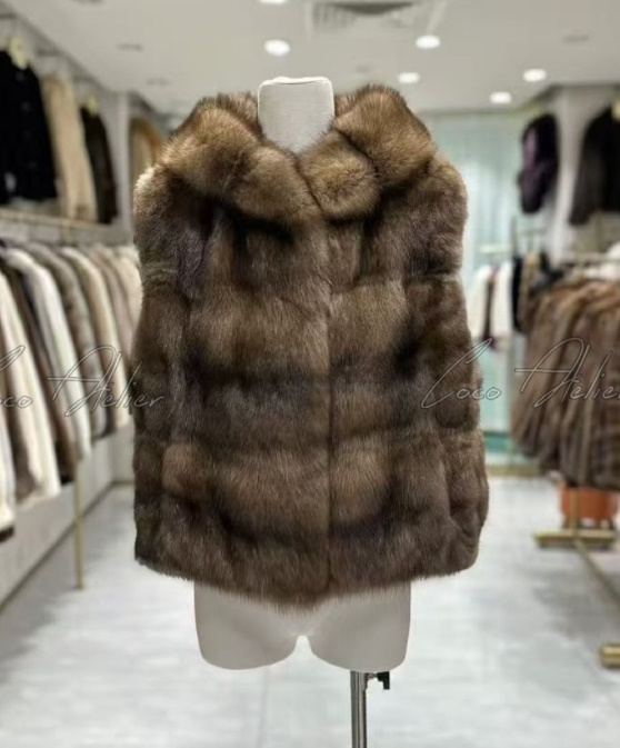 러시안 소볼 세이블 후드 조끼