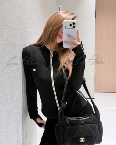 CHANEL 샤넬 니트 후드 집업