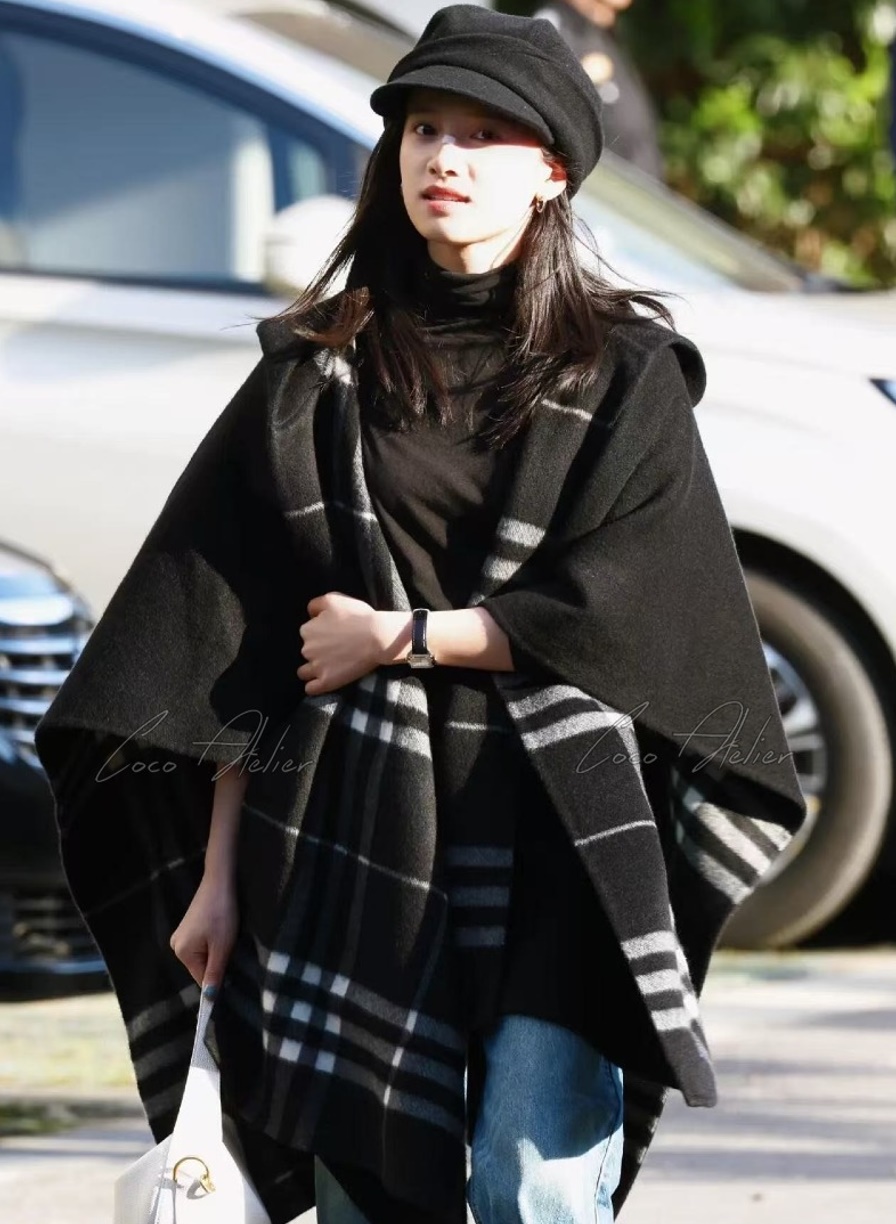 BURBERRY 버버리 케이프 후드 숄 판쵸