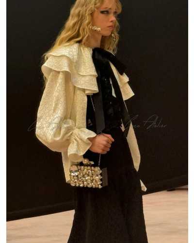 CHANEL 샤넬 cc 실크 블라우스