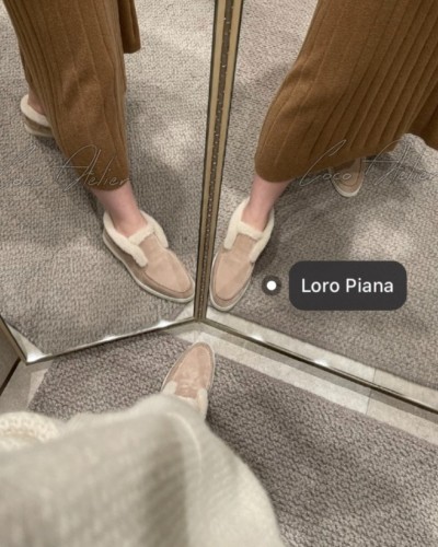 Loro Piana 로로피아나 오픈워크 시어링 부츠