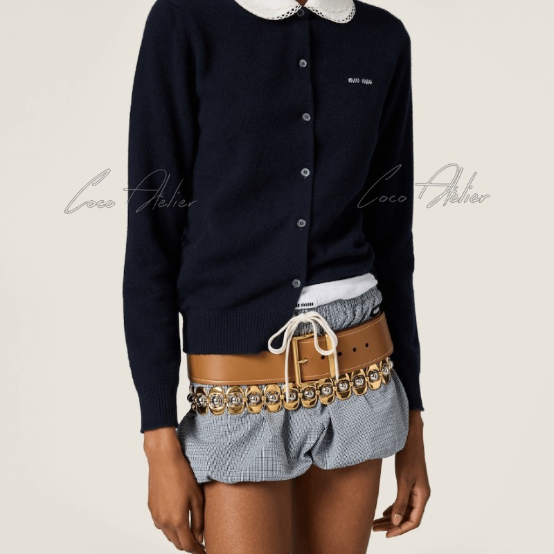 Lace collar cashmere cardigan