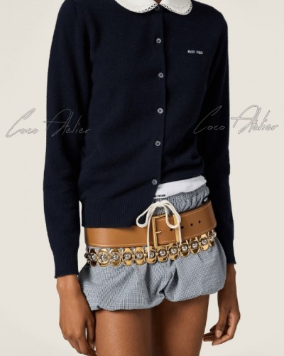 Lace collar cashmere cardigan