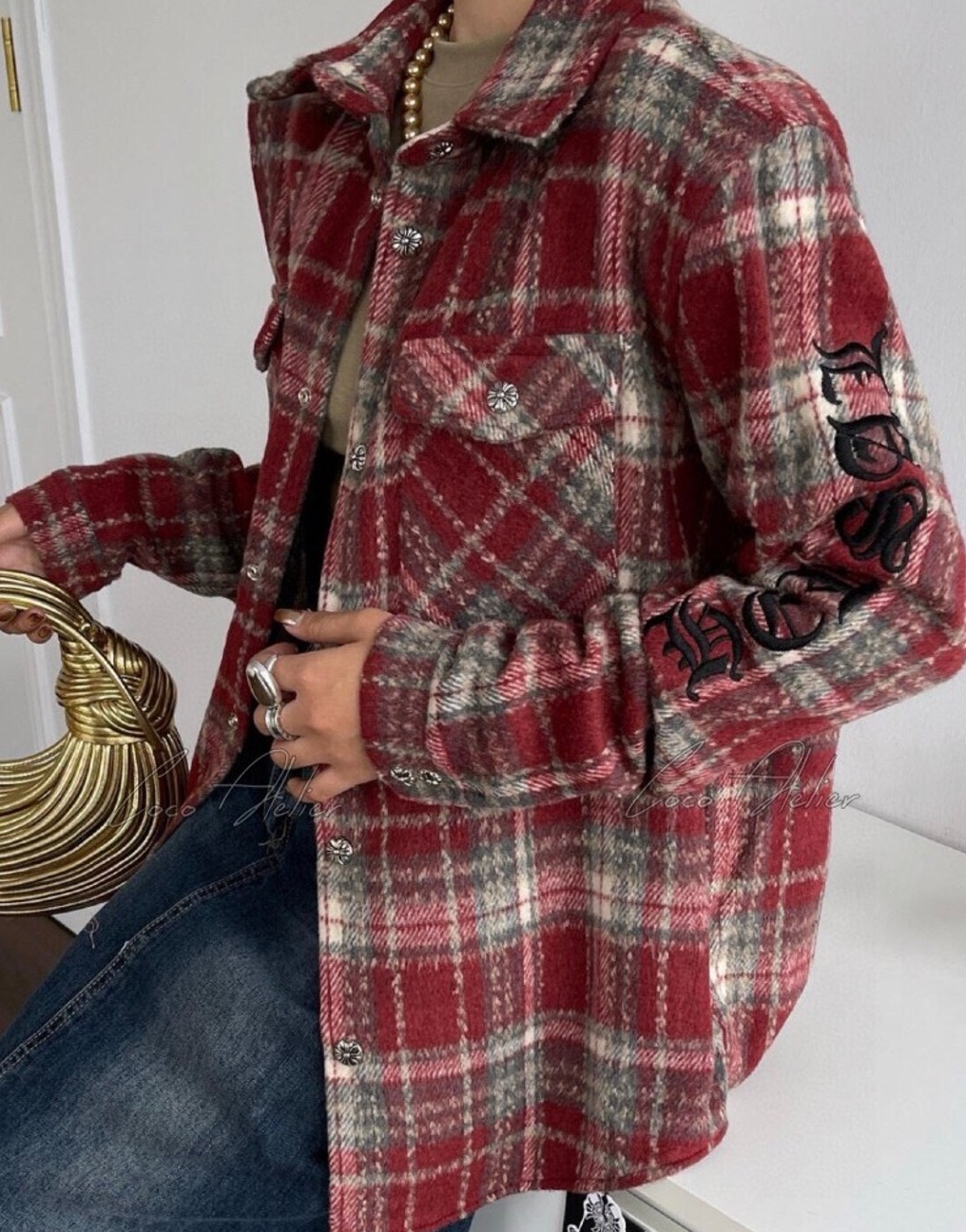 Chrome unisex checkered shirt(+2color)