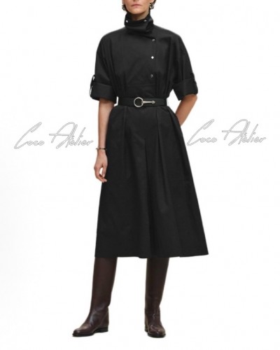 Black Long Belt Dress