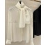 silk cc ribbon-tie blouse